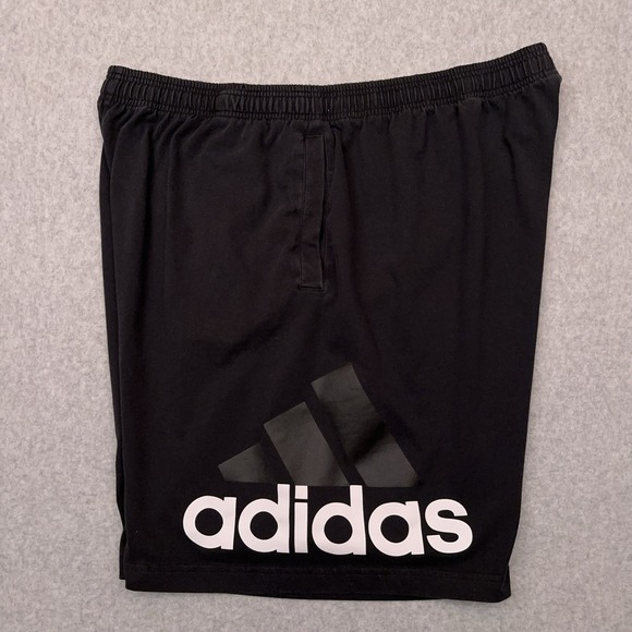adidas Other - Adidas Jersey Shorts Men's 2XL‎ Black Big Logo Sweat Stretch Drawstring 9"